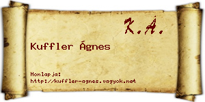 Kuffler Ágnes névjegykártya